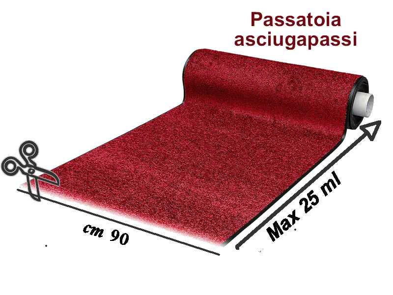 Zerbino corsia wash & clean rossa cm 90 - zerbini